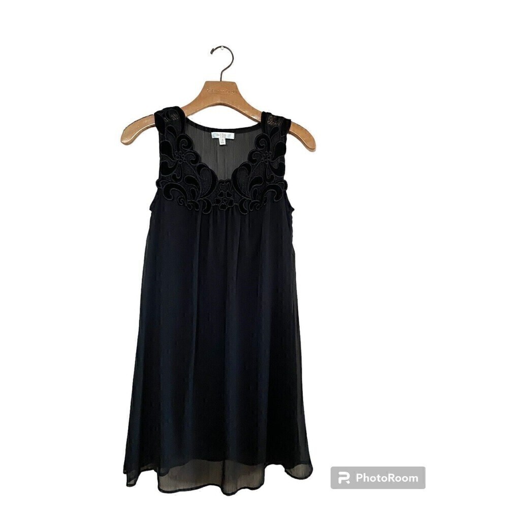 Love Fire Black Chiffon Sleeveless Dress W/ Detail On Top. Sz.S